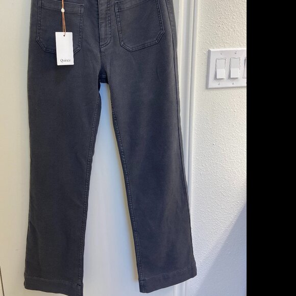 Quince, patch pocket, stretch-knit wide-leg pants in dark coal, size 4 - Picture 2 of 5